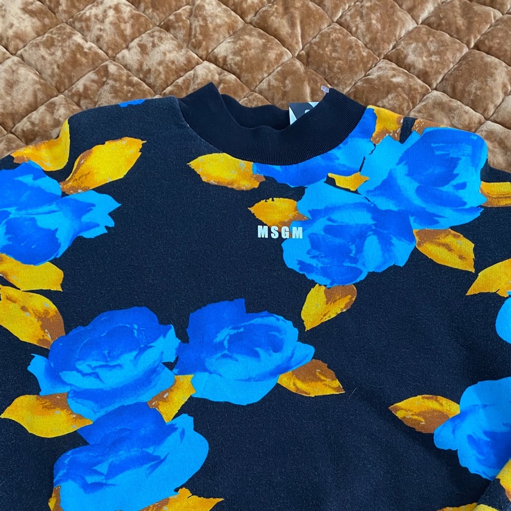 MSGM - Milano floral Neoprene Cropped Sweatshirt